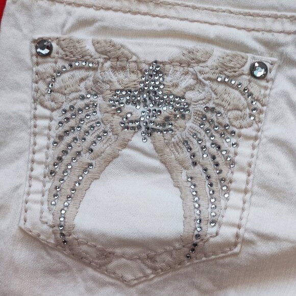 Cod Bleu Marielle jeans slim straight Rhinestone design white women's size 6/27 - Picture 6 of 11